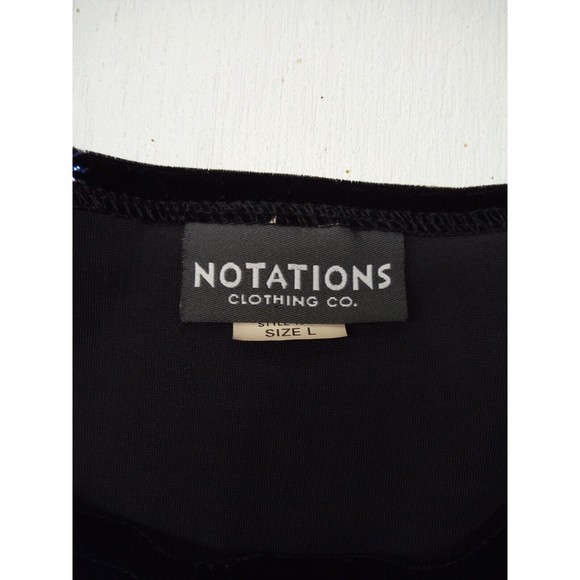 VTG Notations Clothing Co. Black Velvet 3 PC. Suit Snowflake Top Size Large - Picture 4 of 11